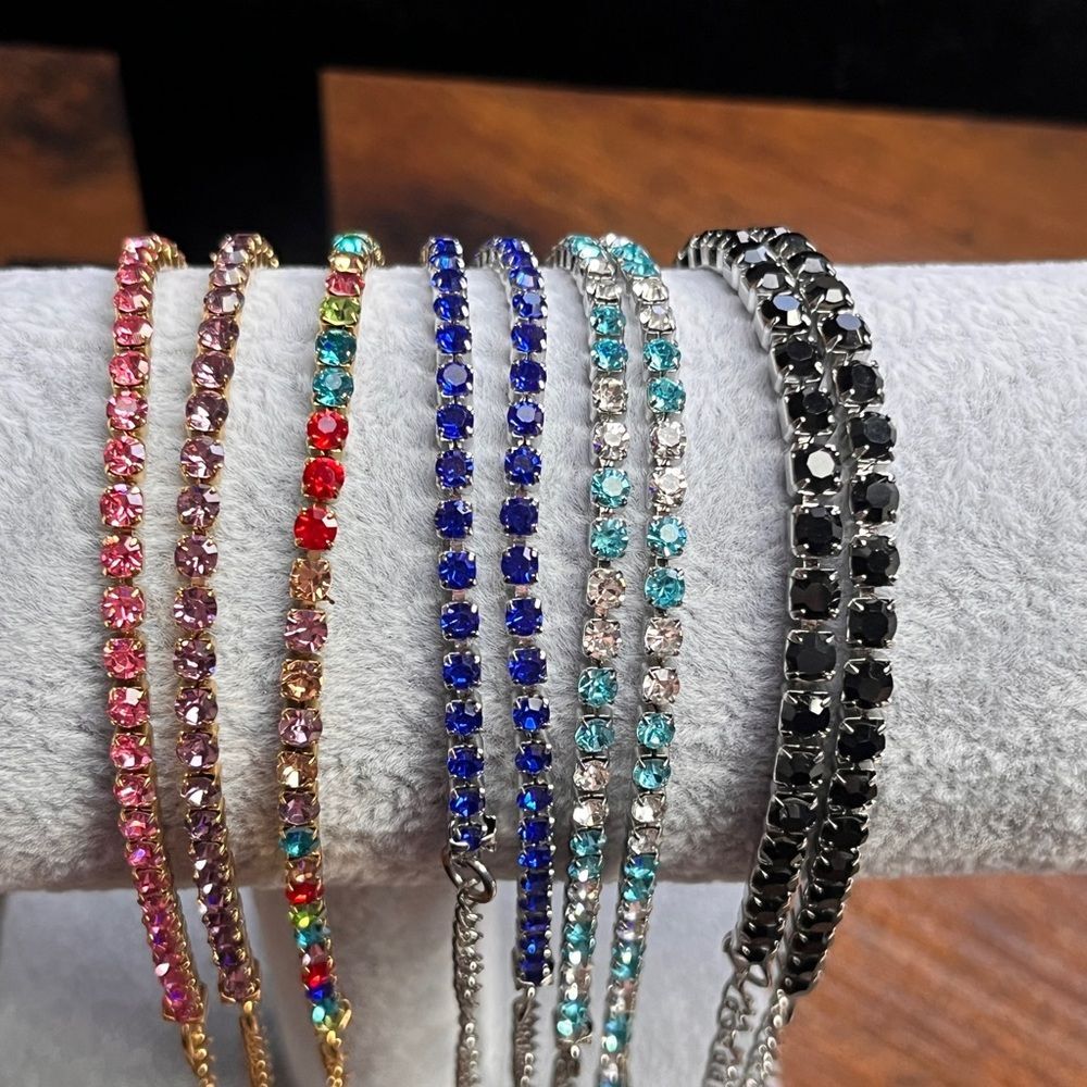 10 PC Stainless Steel Rhinestone Bracelet